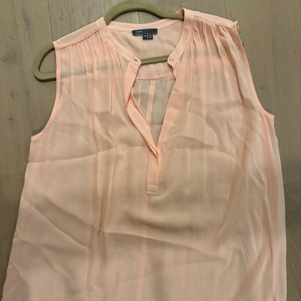 Vince pale peach sheer blouse sz 10